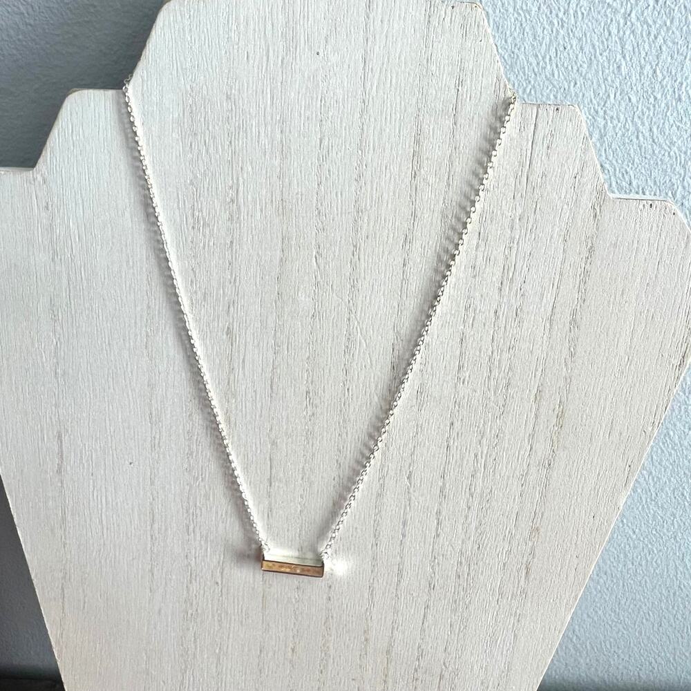 Opalescent bar adjustable necklace on silver tone chain